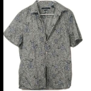 Perry Ellis Men's Short-Sleeve Button-Down Shirt - Blue & White Floral
